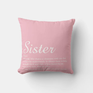 Coussin Chic Script Fun Rose Meilleure Sœur Définition