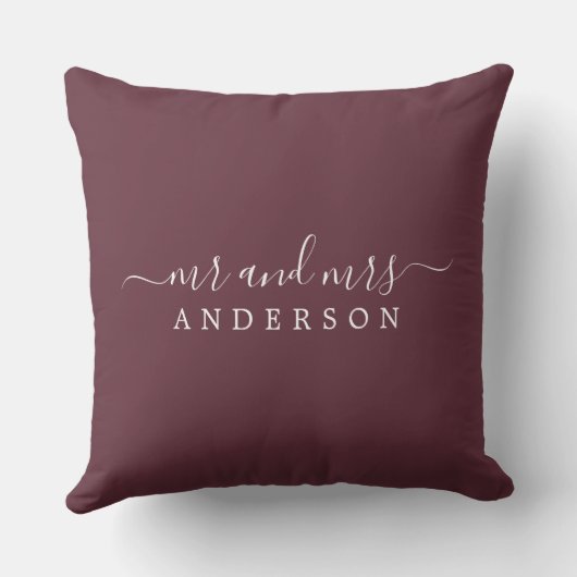 Coussin Chic Script M. Mme Burgundy Monogramme nouvellemen (Verso)