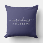 Coussin Chic Script M. Mme Navy Blue Monogramme nouvelleme (Recto)