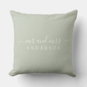 Coussin Chic Script Mr Mme Pastel Green Monogramme nouvell (Recto)