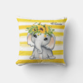 Coussin Chic SunFlower Elephant Stripes Personnalisé (Recto)