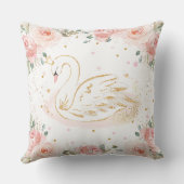 Coussin Chic Swan Princess Blush Rose Floral Nursery (Verso)