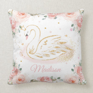 Coussin Chic Swan Princess Blush Rose Floral Nursery