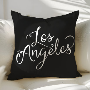 Coussin Chic Typographie Noir et Blanc de Los Angeles