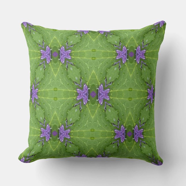 Coussin Chic violet et vert floral géométrique (Recto)