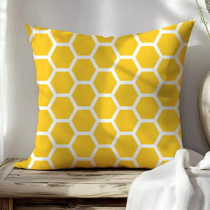 Coussin Chic Yellow Honeycomb Honey Bee Motif