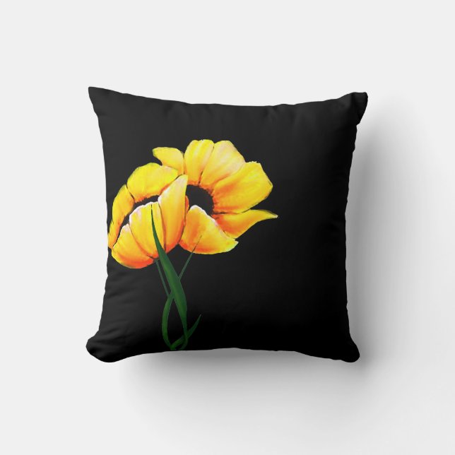 Coussin Chic Yellow Poppies (Recto)
