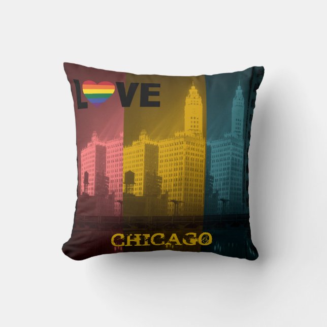 Coussin Chicago Gay Lesbian Intérêt Rainbow Wrigley Bldg (Recto)