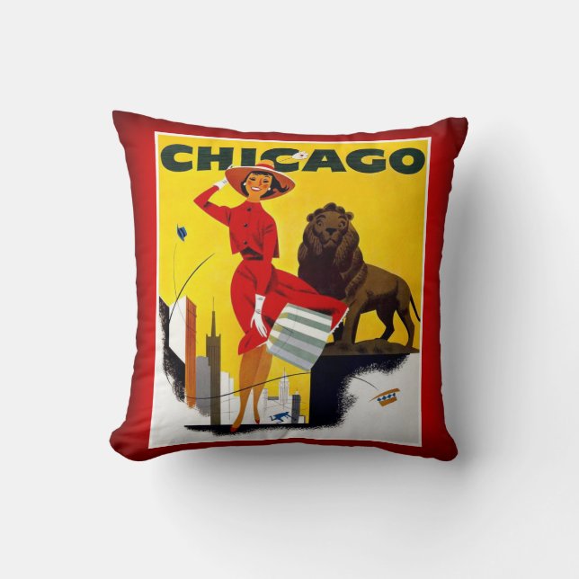 Coussin Chicago le tourisme venteux de cru des Etats-Unis (Recto)