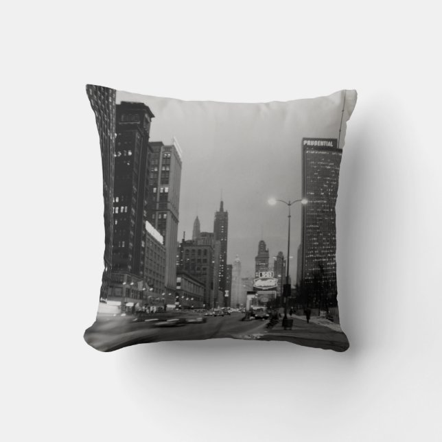 Coussin Chicago Michigan Avenue @ Nuit 1967 Windy City (Recto)