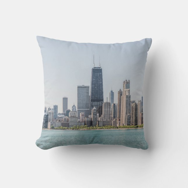 Coussin Chicago Skyline Avec Le Lac Michigan (Recto)
