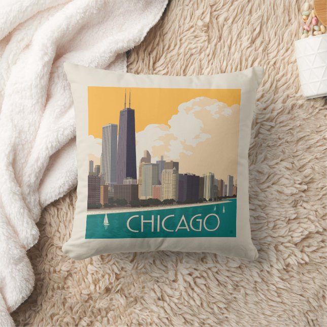 Coussin Chicago | Skyline moderne (Couverture)