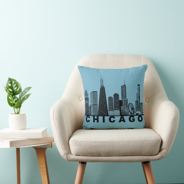Coussin Chicago Skyline Silhouette  (Chaise)