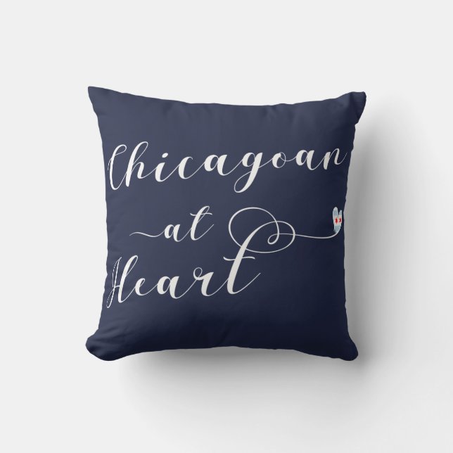 Coussin Chicagoan Au Coeur Throw Cushion, Chicago (Recto)
