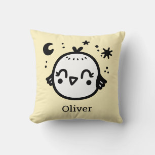 Coussin Chick gai - Kawaii Bird Line Art"