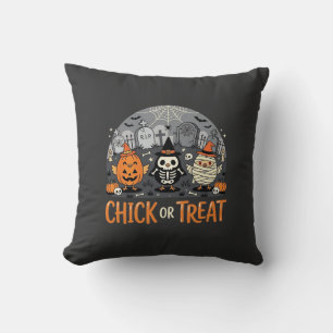 Coussin Chick or Treat Joli design de cimetière Halloween_