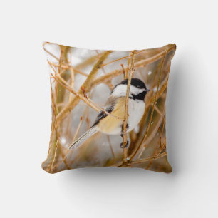 Coussin Chickadee au plafond noir - Photo originale
