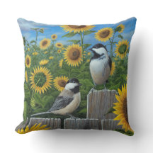 Chickadees et tournesols
