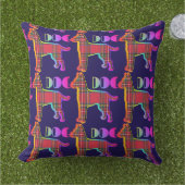 Coussin Chien à carreaux rouges (Herbe)