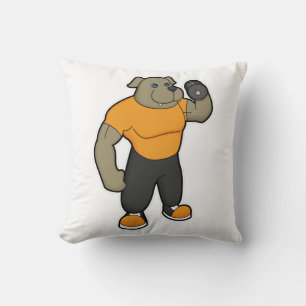 Coussin Chien à la condition physique avec Dumbbell