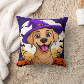 Coussin Chien adorable avec un chapeau de sorcière (Couverture)