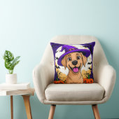 Coussin Chien adorable avec un chapeau de sorcière (Chaise)