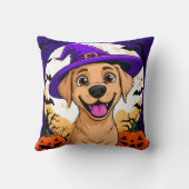 Coussin Chien adorable avec un chapeau de sorcière (Verso)