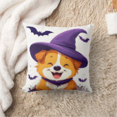 Coussin Chien adorable avec un chapeau de sorcière (Couverture)