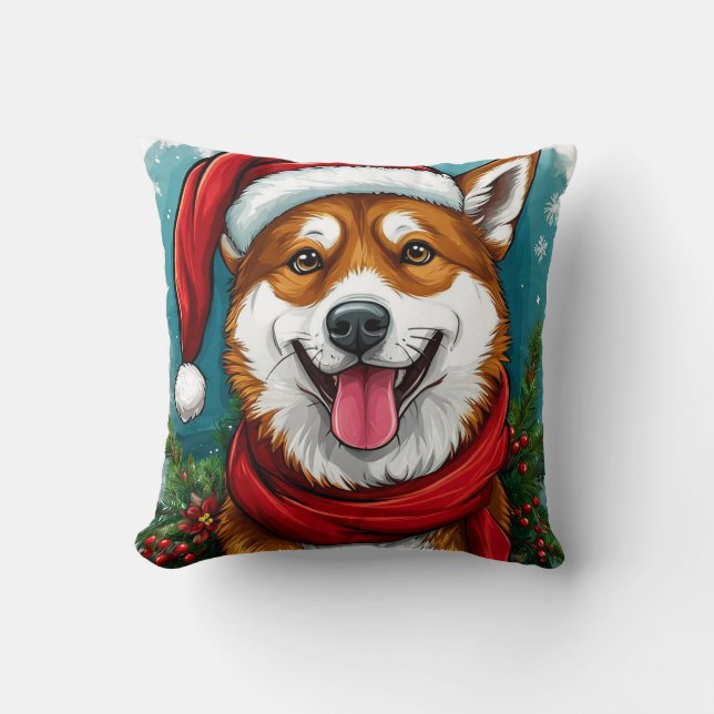 Coussin Chien adorable en tenue Père Noël (Recto)
