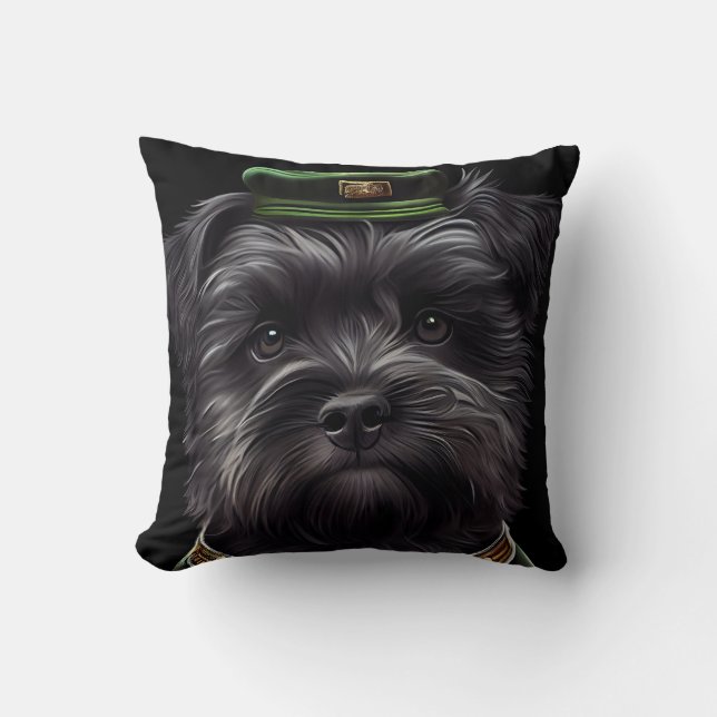 Coussin Chien Affenpinscher en Robe de la Saint Patrick (Recto)