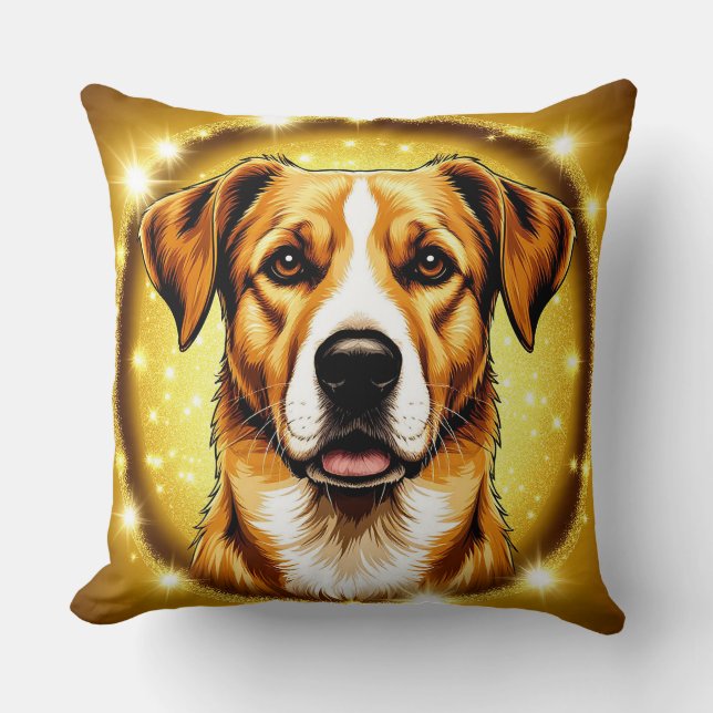 Coussin Chien avec fond doré (Recto)