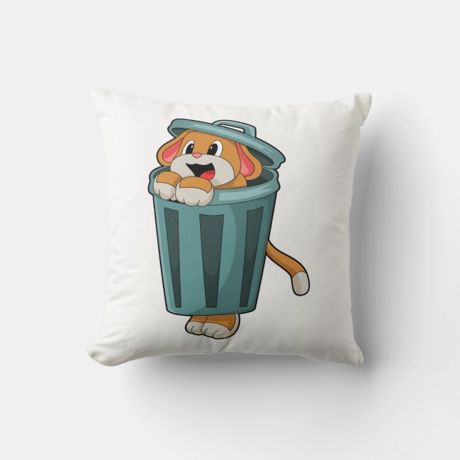 Coussin Chien avec Trashcan (Recto)