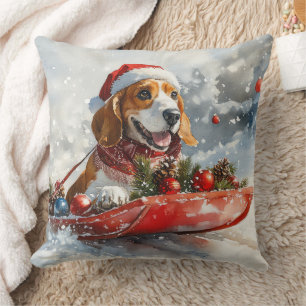 Coussin Chien Basset Hound dans un traîneau Laissez tomber