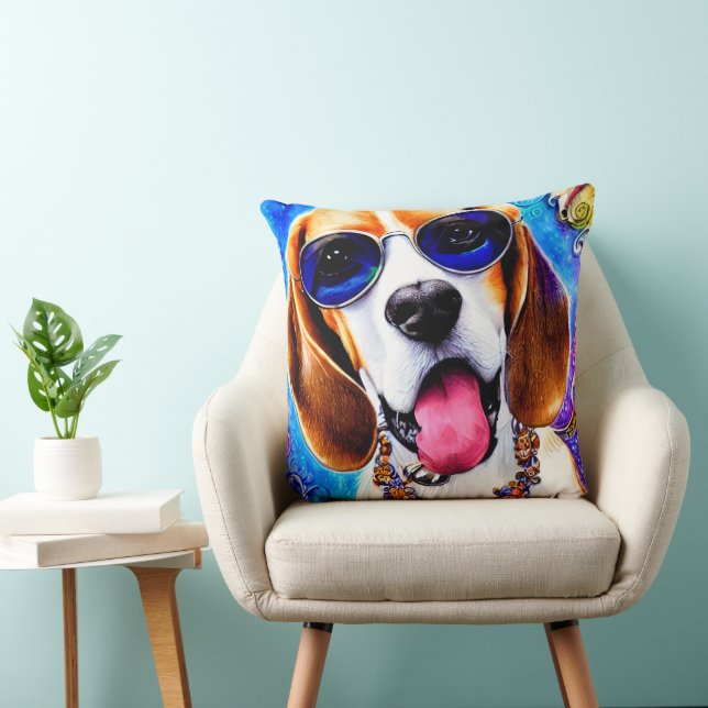 Coussin Chien Beagle fou (Chaise)