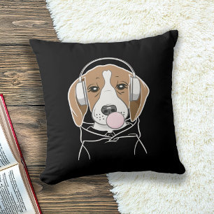 Coussin Chien Beagle Mignon avec Bubble Gum Drôle