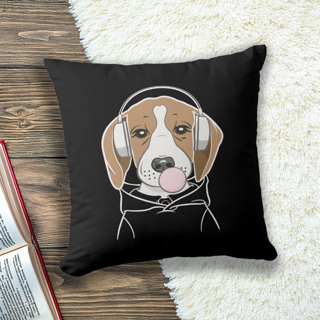 Coussin Chien Beagle Mignon avec Bubble Gum Drôle (Créateur téléchargé)