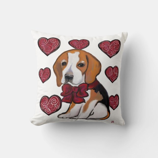 Coussin Chien Beagle Saint-Valentin (Recto)