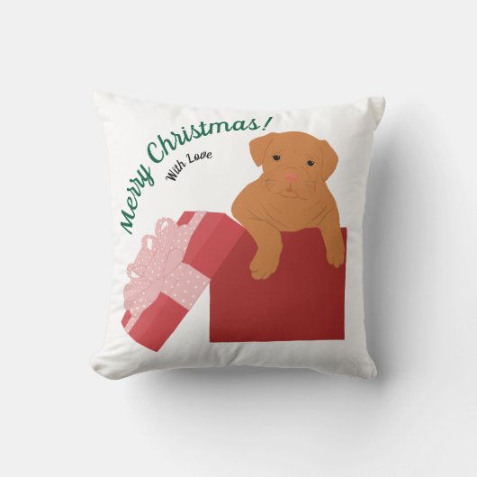 Coussin Chien bébé personnalisé dans une boîte cadeau (Recto)