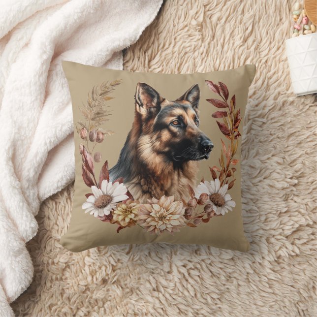 Coussin Chien berger allemand couronne d'automne (Couverture)