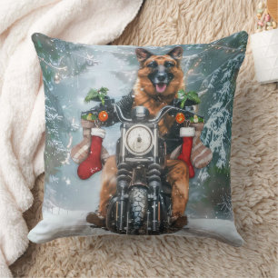 Coussin Chien berger allemand équitation moto Noël
