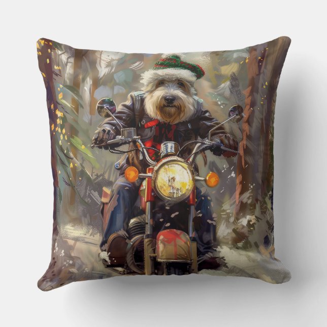 Coussin Chien Bernedoodle à moto Noël (Verso)