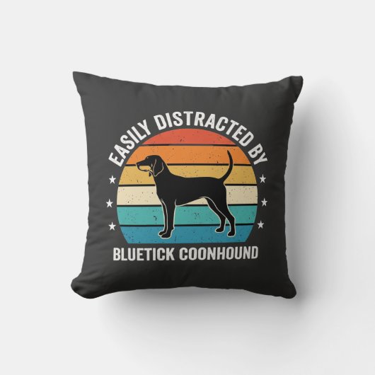 Coussin Chien Bluetick Coonhound Coucher de soleil Rétro (Recto)