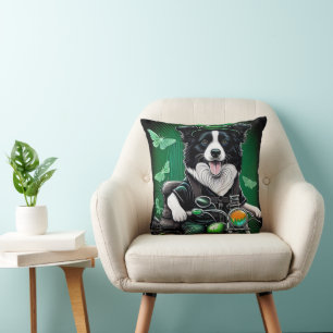 Coussin Chien Border Collie conduisant un vélo pour la Sai