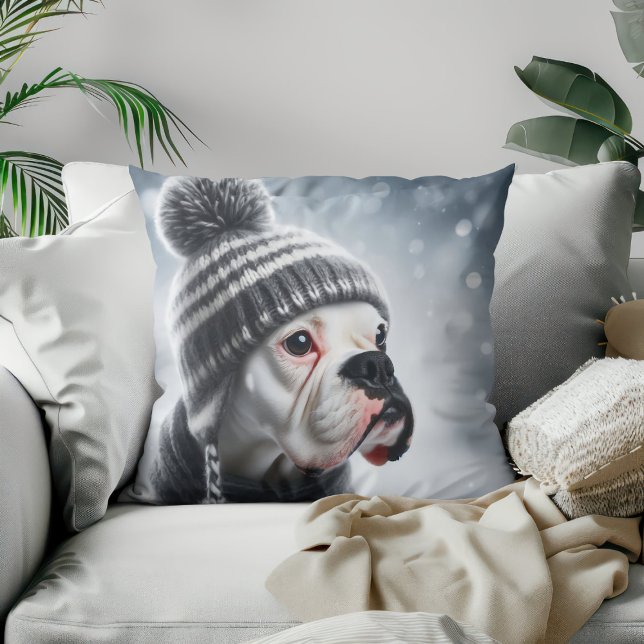 Coussin Chien Boxer en Hiver (Créateur téléchargé)