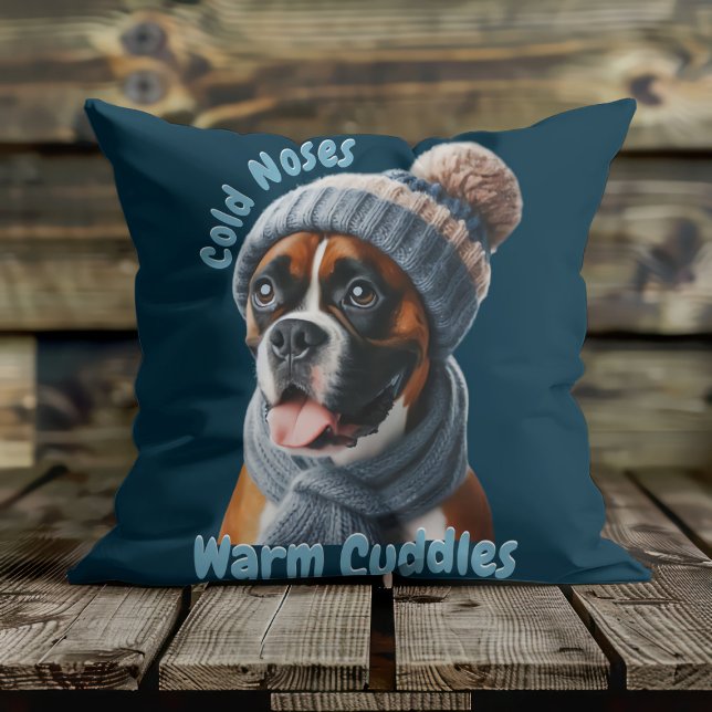 Coussin Chien Boxer Nez Froids, Câlins Chauds (Créateur téléchargé)