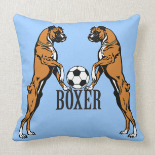Coussin chien boxeur avec balle de football