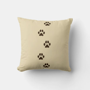 Coussin Chien Brown foncé Empreintes de pattes Canine Trac
