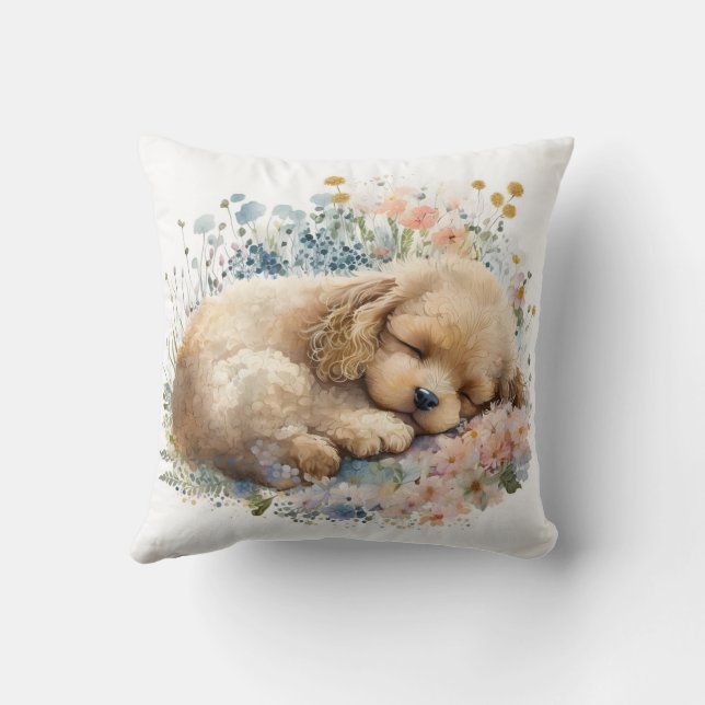 Coussin Chien Caniche Aquarelle Mignon (Verso)