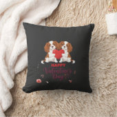 Coussin Chien Cavalier King Fleuris Joyeuse Saint-Valentin (Couverture)