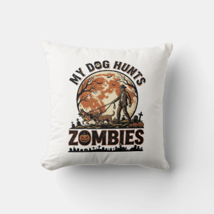 Coussin Chien chasse les zombies Conception de vecteur Hal